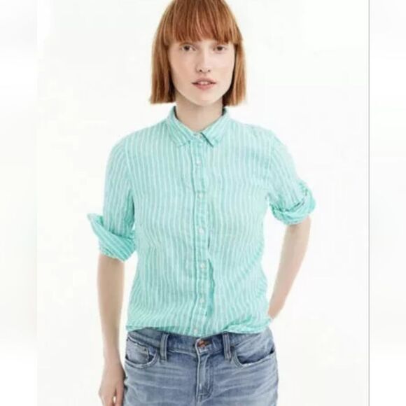 J.Crew Striped Baird McNutt Irish Linen Perfect Shirt Size S Us4 - Picture 2 of 9